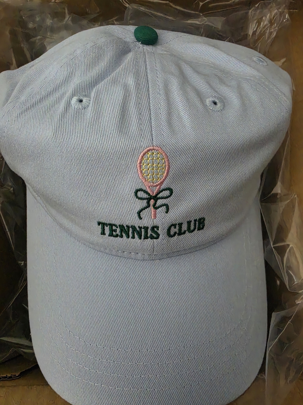 Tennis Club Embroidered Baseball Cap - Light Blue